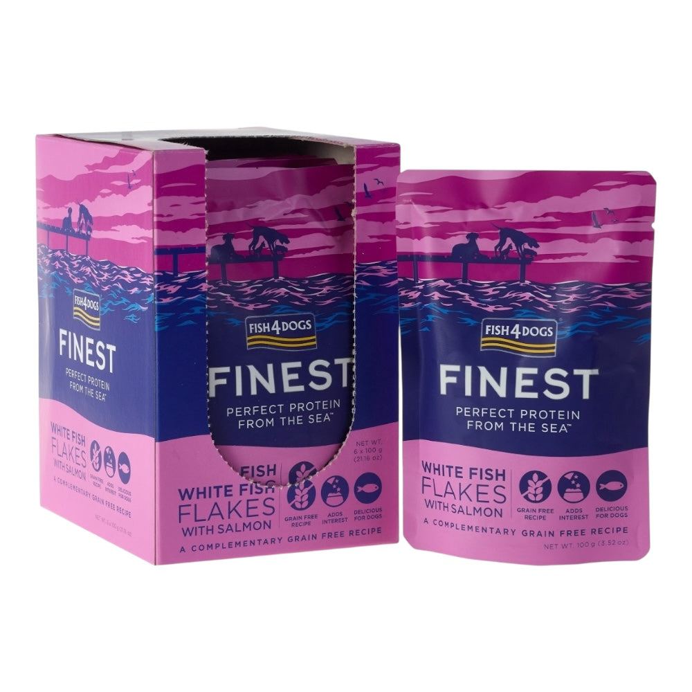 Fish4Dogs Finest White Fish Flakes with Salmon 6x100g