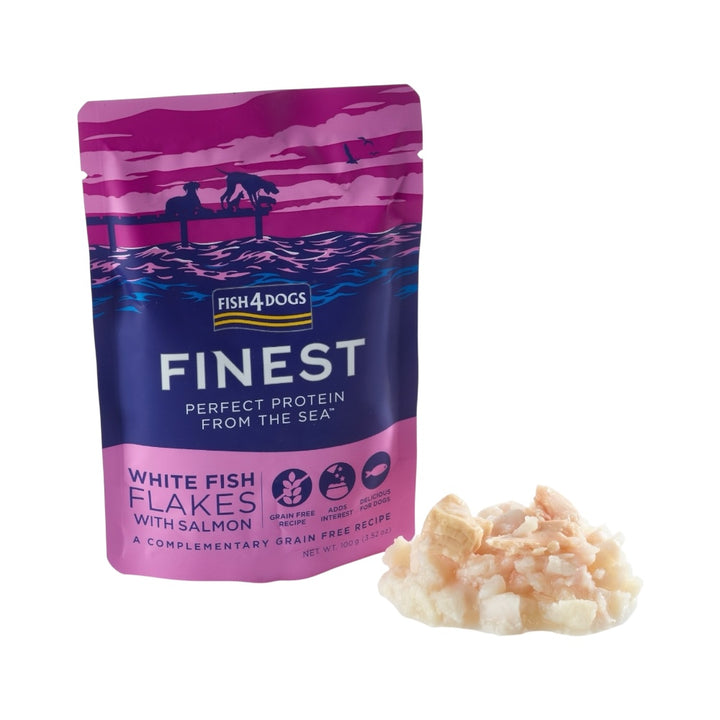 Fish4Dogs Finest White Fish Flakes with Salmon 6x100g