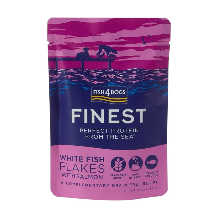 Fish4Dogs Finest White Fish Flakes with Salmon 6x100g