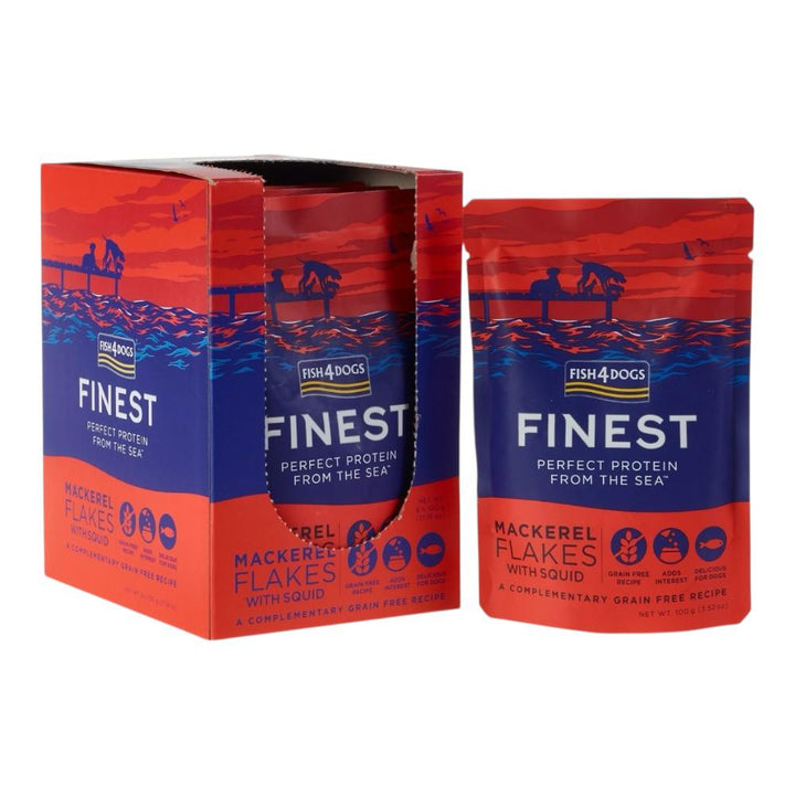 Fish4Dogs Finest Mackerel Flakes with Squid 6x100g
