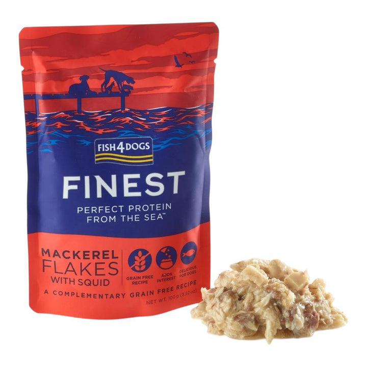 Fish4Dogs Finest Mackerel Flakes with Squid 6x100g