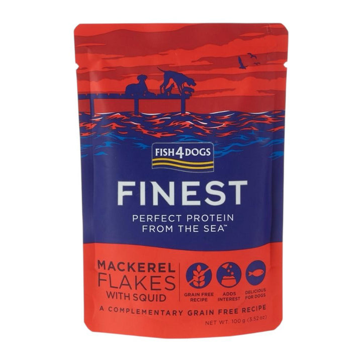 Fish4Dogs Finest Mackerel Flakes with Squid 6x100g